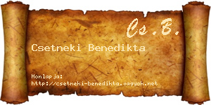 Csetneki Benedikta névjegykártya